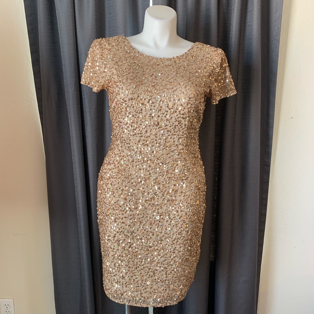 Adrianna papell gold sequins dress size 14